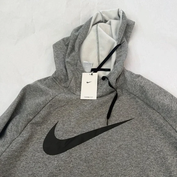 Nike Therma Fit Mens 3XL Hoodie Gray Pullover Swoosh Training Activewear Athlete